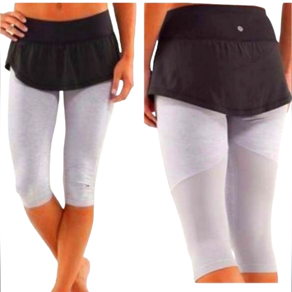 Lululemon Spin It To Win It Crop Heathered gray Skirt Leggings